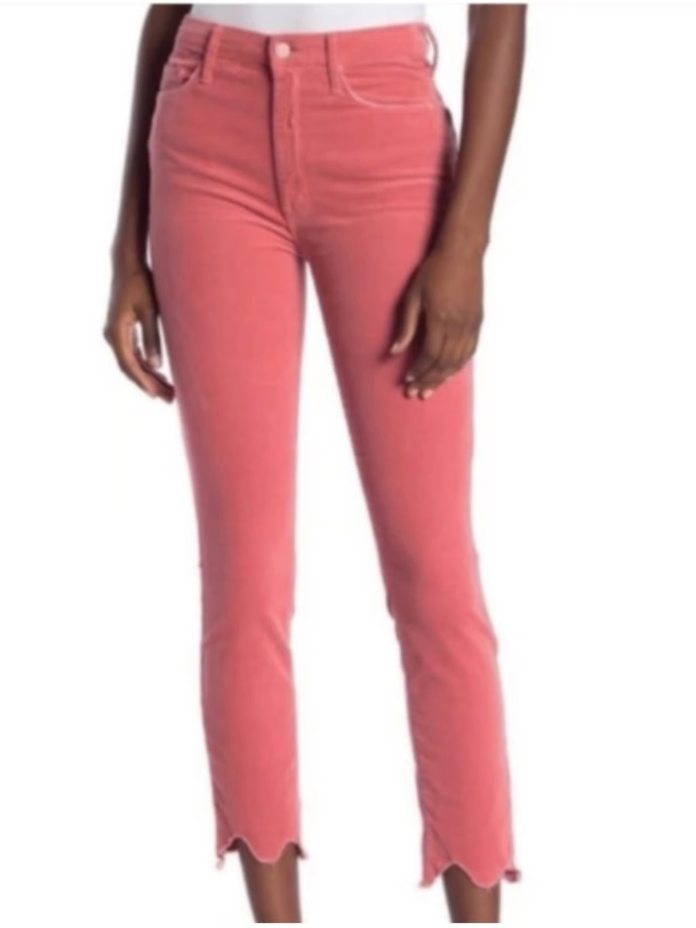 MOTHER high waisted looker ankle chew corduroy pants 26 hopscotch pink cords USA